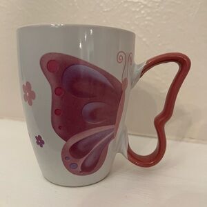Butterfly Mug with Pink Handle